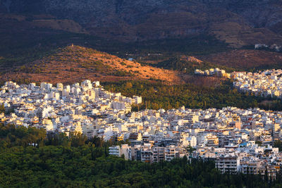 View of eastern athens from lycabettus hill, greece.