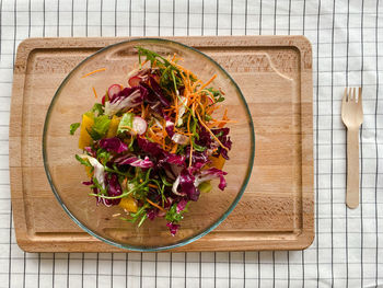 High angle view of food on table