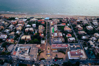 Aerial view of the city of lavinio mare, anzio, italy by drone 