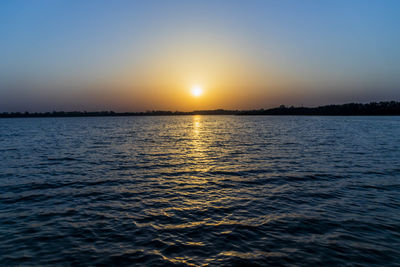 Scenic view of sea against sky during sunset