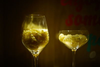 Close-up of wine glass on table