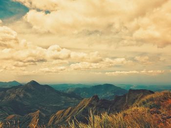 Scenic view of mountains against sky