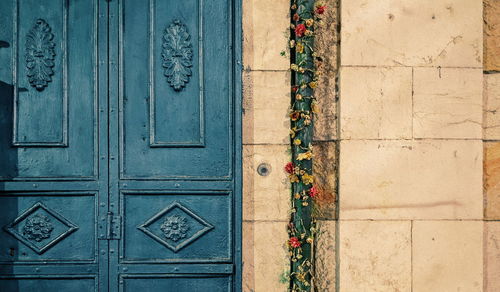 Closed door of building