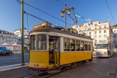 Train on city street