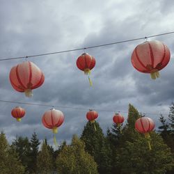 Low angle view of balloons against clear sky