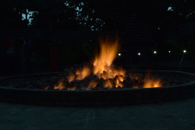 Bonfire on fire at night
