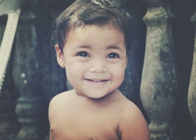 Close-up portrait of cute baby girl