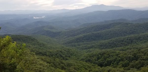 High angle view of mountains against sky