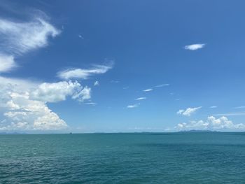 Scenic view of sea against blue sky