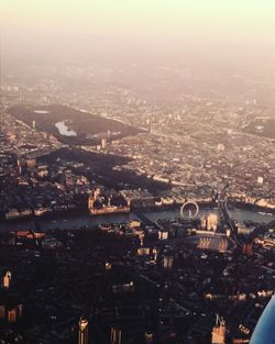 High angle view of cityscape against sky