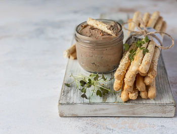 Close-up of food on table