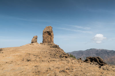 Rock formations on landscape against sky