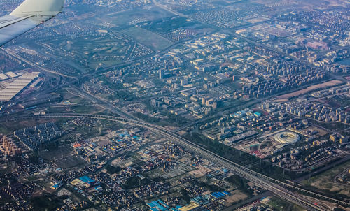 High angle view of buildings in city