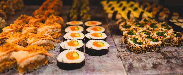 Close-up of sushi on table