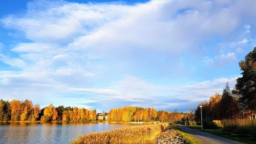 Scenic view of lake against sky