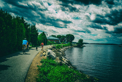 Scenic view of sea against cloudy sky