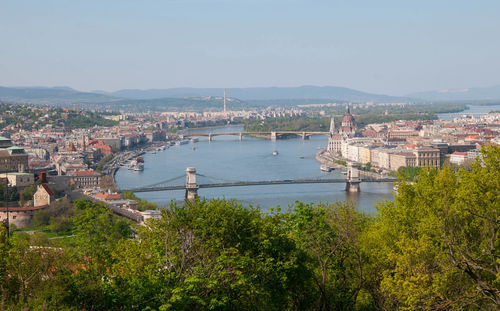 High angle view of buildings in city