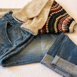 High angle view of shoe on tiled floor