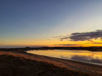 Scenic view of sea at sunset