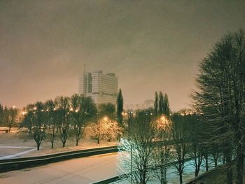 View of illuminated city at night