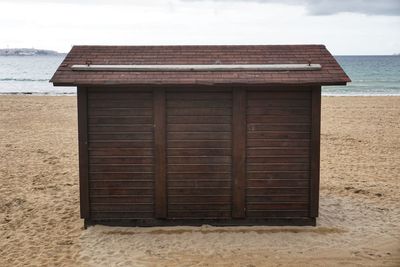 View of hut on beach