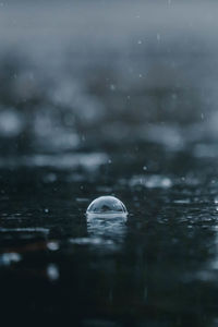 Close-up of water splashing in sea during winter