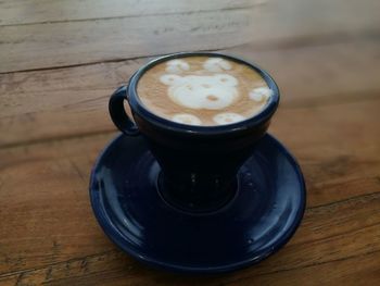 High angle view of coffee on table