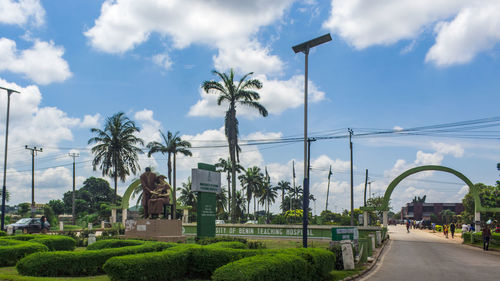 View of street against cloudy sky