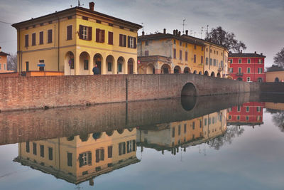 Reflection of buildings in water