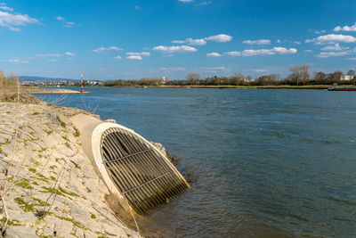 An oblique sewer that flows into the rhine river in western germany.