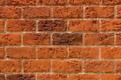 The wall made from red solid bricks