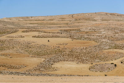 Scenic view of desert against clear sky