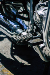 High angle view of bicycle parked on street in city