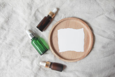 High angle view of pills on table