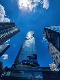 Low angle view of modern buildings against sky