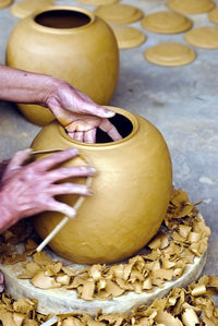 Close-up of person preparing food