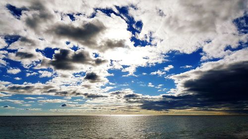 View of calm sea against cloudy sky