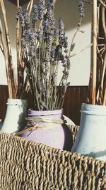 Close-up of vase on table at home