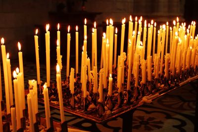 Close-up of lit candles