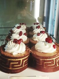 Close-up of cupcakes on table