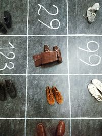 High angle view of food on floor