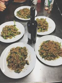 High angle view of food on table