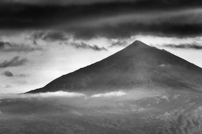 Scenic view of mountains against cloudy sky