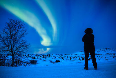 Rear view of man looking at sky