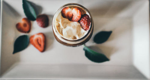 Directly above shot of breakfast served on table