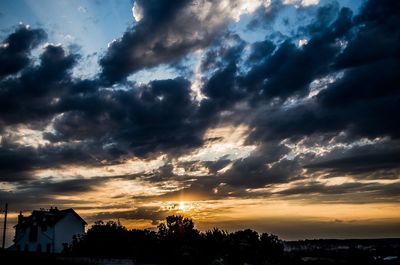 Scenic view of cloudy sky at sunset