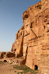 Low angle view of old ruins against clear sky