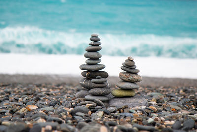 Stack of pebbles at beach