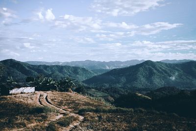 Scenic view of mountains against sky