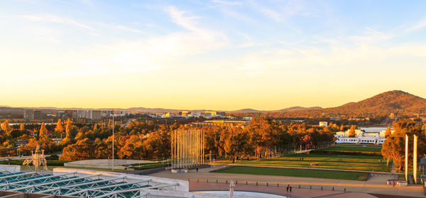 Scenic view of landscape against sky during sunset